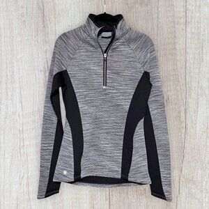 Athleta Snowscape Half-Zip Quilted Top Black/Gray XS